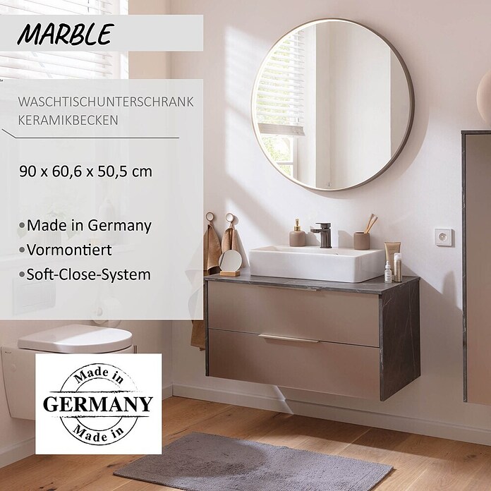 Camargue Marble Badmöbel-Set (90 cm, Goldbronze, 2 -tlg.) | BAUHAUS