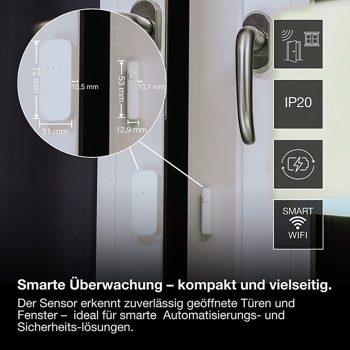 Ledvance Smart+ WiFi Funk-Fensterkontakt (Weiß, 3,1 x 2,4 x 7,2 cm) | BAUHAUS