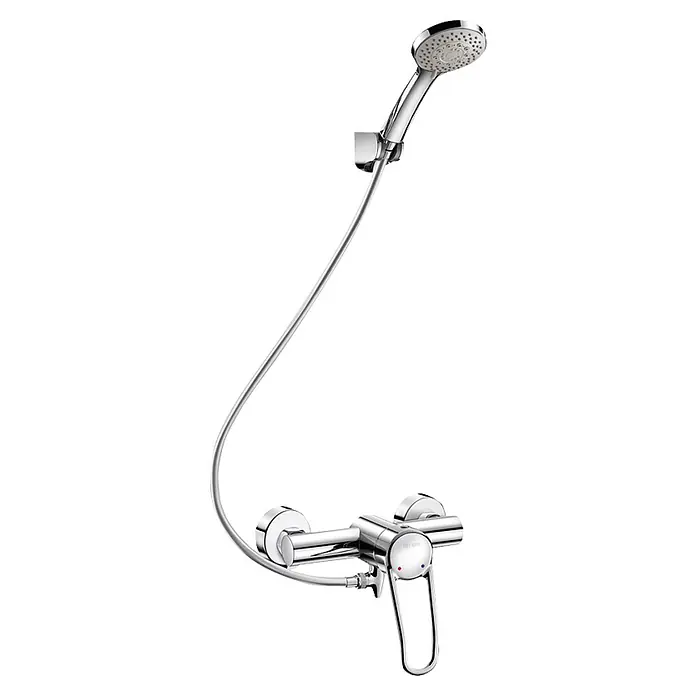 Delabie Duschsystem Delabie Duschsystem selbstentl. m. Armatur 2739S Securitouch,Stdd. -  - Chromfarbenes Handbrause-Set mit Mischbatterie.