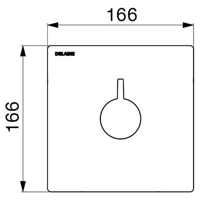Delabie UP-Brausearmatur Delabie Brausearmatur SECURITH. sequent. UP dicht,Teil 2/2 - +H96BOX - Quadratische weiße DELABIE Wandplatte, 166x166mm, mit zentralem Schlüssellochausschnitt.