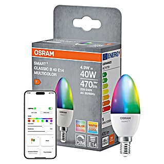 Ledvance Smart+ WiFi Smart-ledlamp Candle (E14, Dimbaar, RGBW, 470 lm, 5 W)