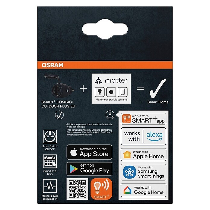 Osram Smart-Steckdose mit Deckel matter (Außen, IP44, Schwarz, 16 A, 1 Stk.) | BAUHAUS