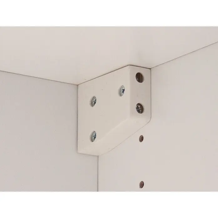 Optifit Küchenleerblock Oslo214 - Breite: 270 cm, Weiß, Ohne Elektrogeräte - Weißer Kunststoff-Eckverbinder in helle Möbelplatten geschraubt, sichert die Ecke.