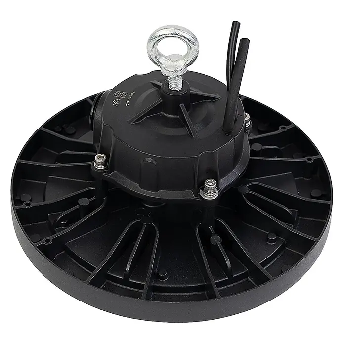 Enovalite LED-Strahler LED-Hallenstrahler - 100 W, 16.000 lm, 4.000 K, IP65 - Schwarze Industrie-LED-Hallenleuchte mit Kühlrippen und Metall-Ösenschraube zum Aufhängen, mit elektrischer Verkabelung.