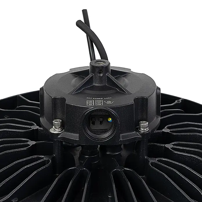 Enovalite LED-Strahler LED-Hallenstrahler - 200 W, 32.000 lm, 4.000 K, IP65 - Schwarzes LED-Hallenstrahler-Gehäuse mit CCT- und Leistungsreglern sowie elektrischem Anschluss.