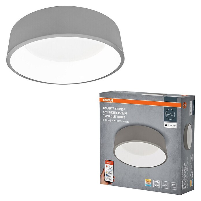 Ledvance Smart+ WiFi Led-plafondlamp, rond Cylinder (24 W, Ø x h: 450 x 134 mm) | BAUHAUS