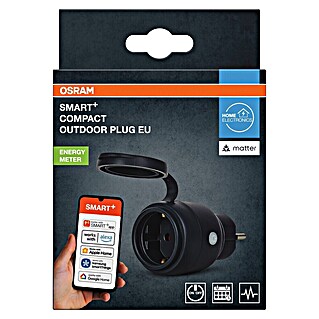 Osram Smart-Steckdose mit Deckel matter (Außen, IP44, Schwarz, 16 A, 1 Stk.)