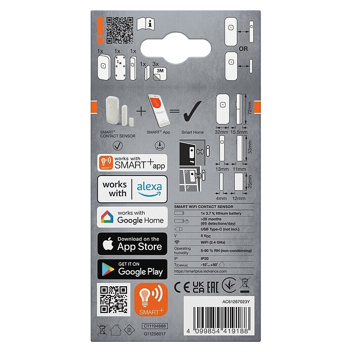 Ledvance Smart+ WiFi Funk-Fensterkontakt (Weiß, 3,1 x 2,4 x 7,2 cm) | BAUHAUS