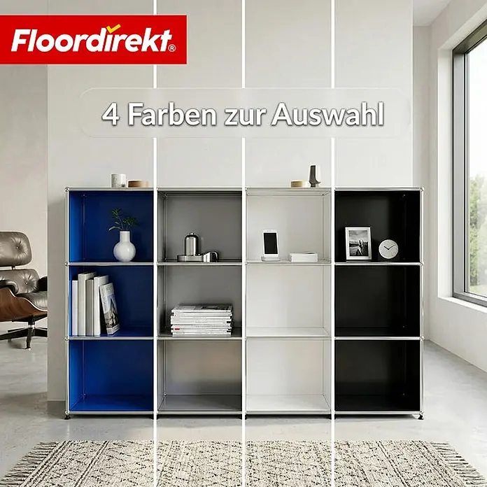 Floordirekt Metallregal Concept Epure MK-101 Grau - H x B x T: 120 x 75 x 40 cm, Anzahl Böden: 4 Stk., Schrauben, Grau - Modulares Regalsystem in Blau, Grau, Weiß und Schwarz als vielseitige Aufbewahrungslösung.