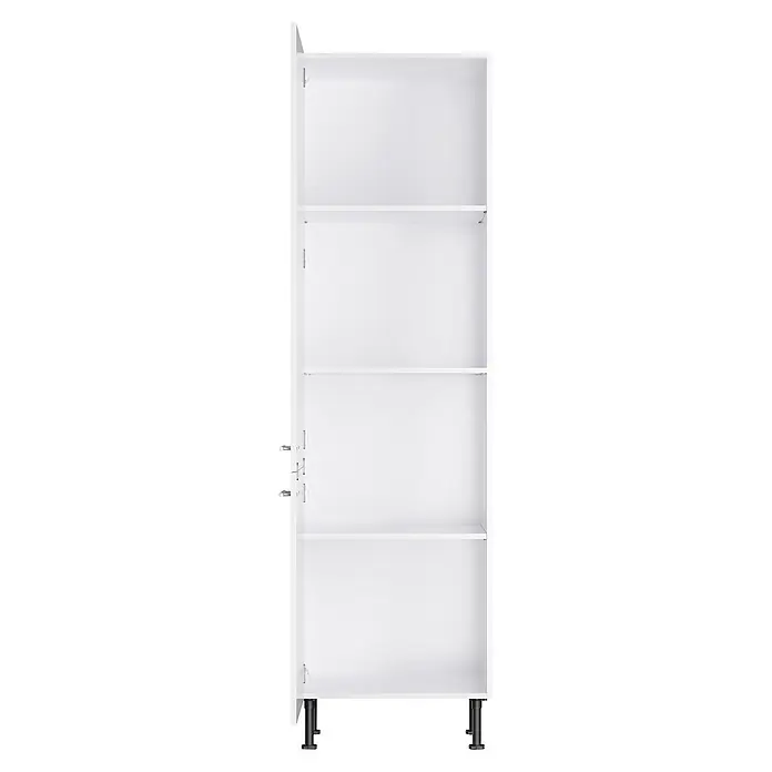 Optifit Optikomfort Küchen-Hochschrank Bengt932 - B x T x H: 60 x 58,3 x 211,8 cm, Weiß - Weißer offener Hochschrank mit vier Einlegeböden und schwarzen verstellbaren Füßen.