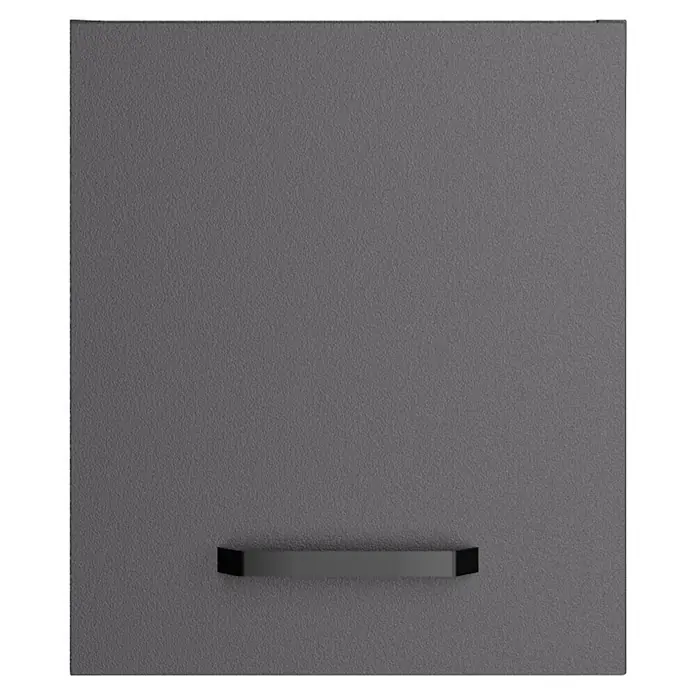 Optifit Optimulti Küchen-Aufsatzschrank Kiel420 - L x B x H: 57,1 x 30 x 35,2 cm, Anthrazit - Strukturierte dunkelgraue Türfront mit elegantem schwarz-grauem Griff.