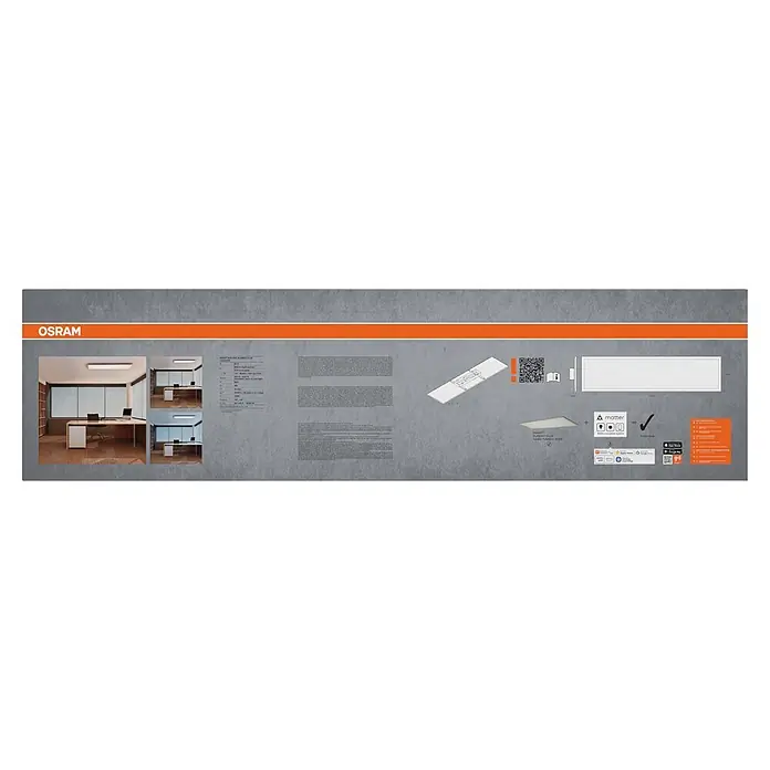 Ledvance Smart+ WiFi LED-Panel Planon Plus - 36 W, L x B x H: 120 x 30 x 5,6 cm, Weiß - Rechteckige smarte LED-Panel-Leuchte für Büros, über einem Schreibtisch installiert, mit einstellbarem Weißlicht und Smart-Home-Kompatibilität.