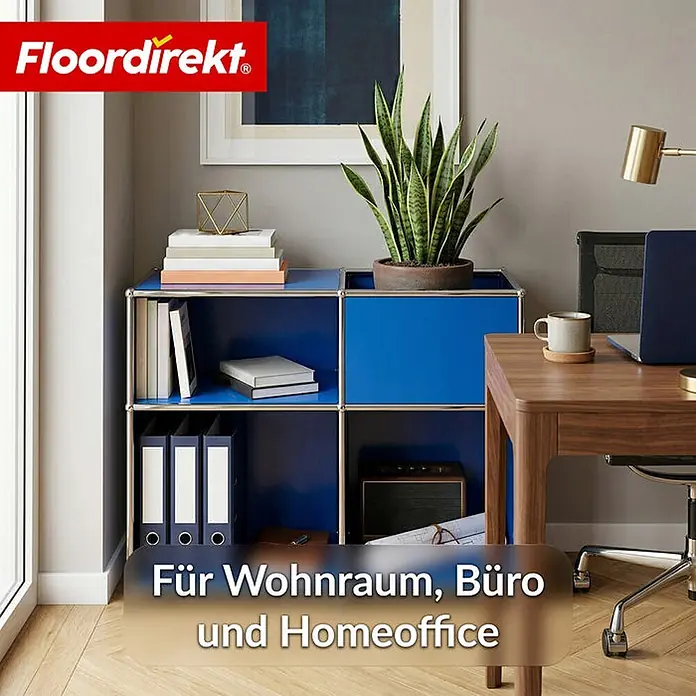 Floordirekt Metallregal Concept Epure MK-030 Blau - H x B x T: 65 x 88 x 40 cm, Anzahl Böden: 3 Stk., Schrauben, Blau - Blaues modulares Regalsystem mit silbernem Rahmen, ideal zur Organisation in Wohnraum, Büro und Homeoffice.