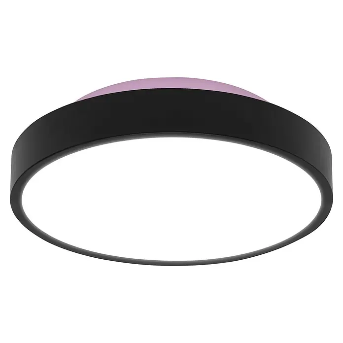 Ledvance LED-Deckenleuchte rund - 28 W, Ø x H: 35 x 9 cm, Schwarz, RGBW - Runde Deckenleuchte mit schwarzem Außenring und hellvioletter Oberseite, strahlt hellweißes Licht aus.