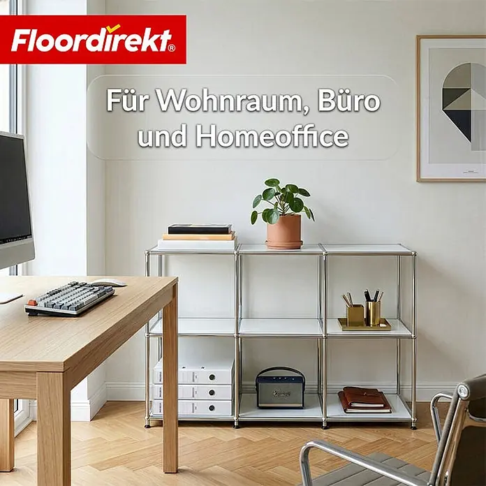 Floordirekt Metallregal Concept Epure MK-018 Weiß - Anzahl Böden: 3 Stk., Schrauben, Weiß - Modulares Metallregal mit weißen Böden, ideal für Wohnzimmer, Büros und Homeoffices.