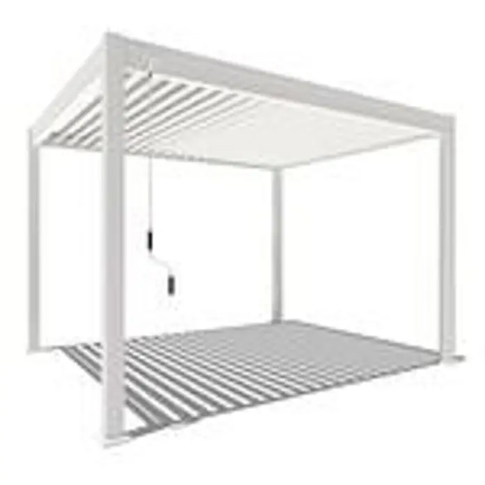 Weide Pergola Classic 3 x 3,6 M Weiß - B x T: 360 x 300 cm, Farbe Gestell: Weiß, Aluminium - Weiße Pergola mit verstellbarem Lamellendach und Handkurbel für anpassbaren Schatten.