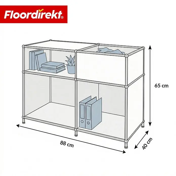 Floordirekt Metallregal Concept Epure MK-030 Weiß - Anzahl Böden: 3 Stk., Schrauben, Weiß - Weißes modulares Regal mit 4 Fächern, 88x65x40 cm, für vielseitigen Stauraum.