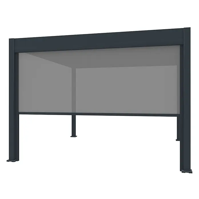 Weide Pergola Sonnenrollo Anthrazit - B x T: 360 x 4 cm, Metall - Dunkelgraue Metallpergola mit ausziehbarer grauer Netzleinwand.