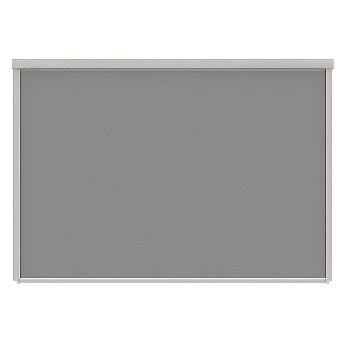 Weide Pergola Sonnenrollo Seitenwand für Weide Pergola einstellbar Sand 2,65 Meter - B x T: 234 x 6 cm, Metall - Vollständig ausgefahrenes graues Stoffrollo mit feiner Textur und hellgrauem Rahmen.