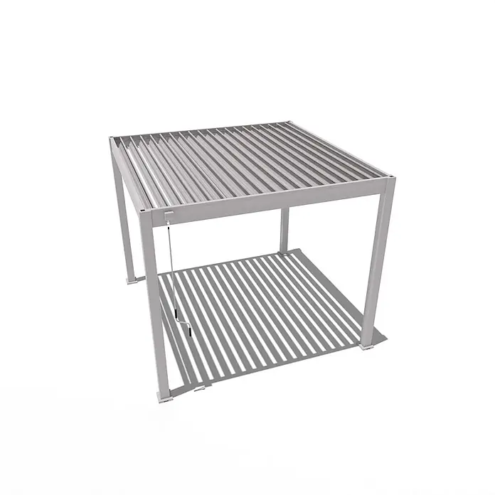 Weide Pergola Classic 3 x 3 M Ivory Sand - B x T: 300 x 300 cm, Farbe Gestell: Sand, Aluminium - Helle Metallpergola mit verstellbaren Lamellen und Kurbelgriff.