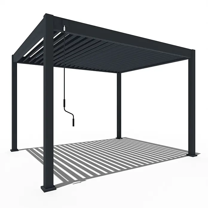 Weide Pergola Classic 3 x 3,6 M Anthrazit - B x T: 360 x 300 cm, Farbe Gestell: Anthrazit, Aluminium - Dunkelgraue Aluminium-Pergola mit verstellbarem Lamellendach, bedienbar mit einer Handkurbel.