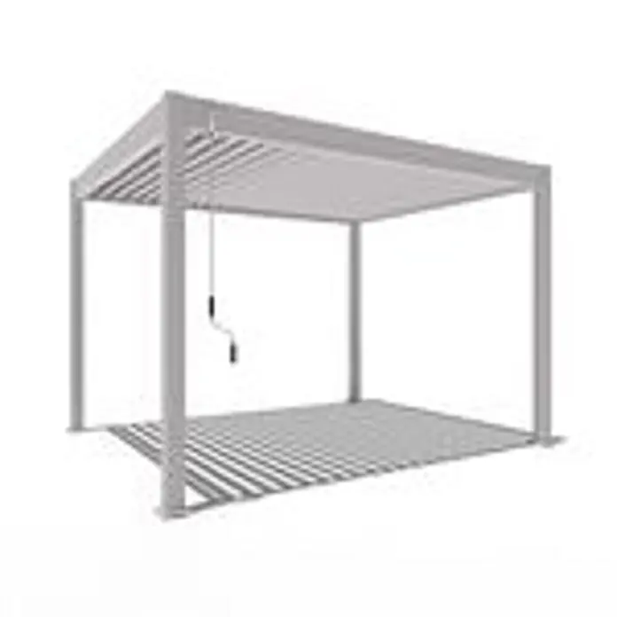 Weide Pergola Classic 3 x 3,6 M Ivory Sand - B x T: 360 x 300 cm, Farbe Gestell: Sand, Aluminium - Hellgraue Metallpergola mit verstellbarem Lamellendach, bedienbar per Handkurbel.