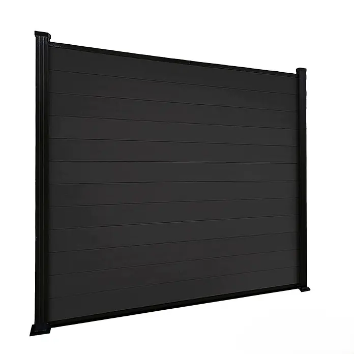 Floordirekt Sichtschutzelement Kronos - B x H: 180 x 180 cm, Verbundwerkstoff, Schwarz - Anthrazitfarbener WPC-Sichtschutz mit schwarzem Aluminiumrahmen.