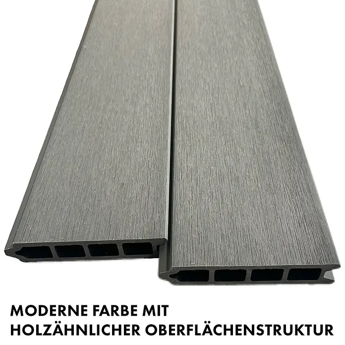 Floordirekt Sichtschutzelement Kronos - B x H: 180 x 180 cm, Verbundwerkstoff, Stone Grey - Graue WPC Terrassendielen mit holzähnlicher Oberfläche und Hohlkammerprofil.
