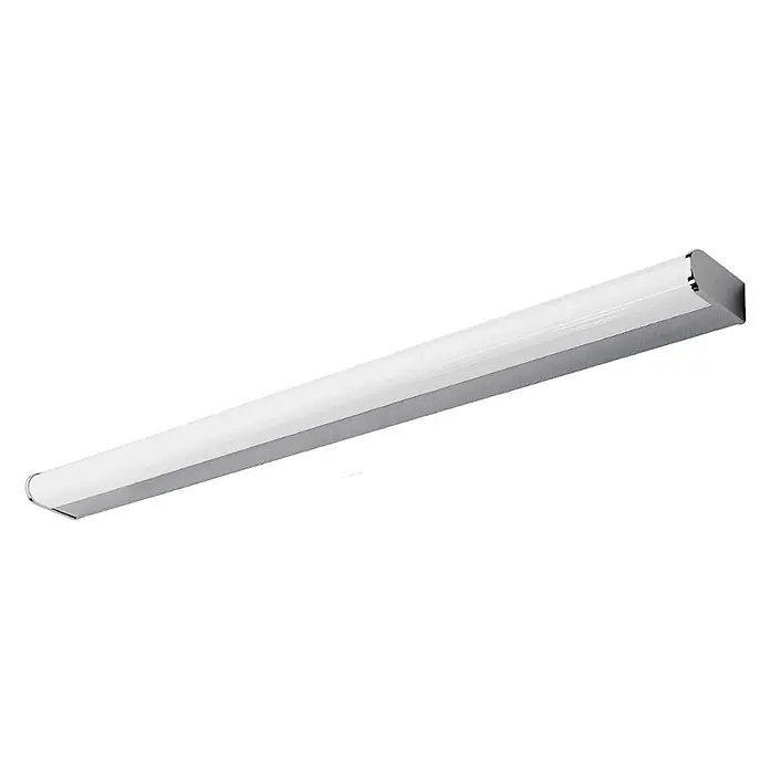 Lindby Wandleuchte Philippa - chrom / silber - Lineare LED-Leuchte mit silbergrauem Sockel und weißem, durchscheinendem Diffusor.