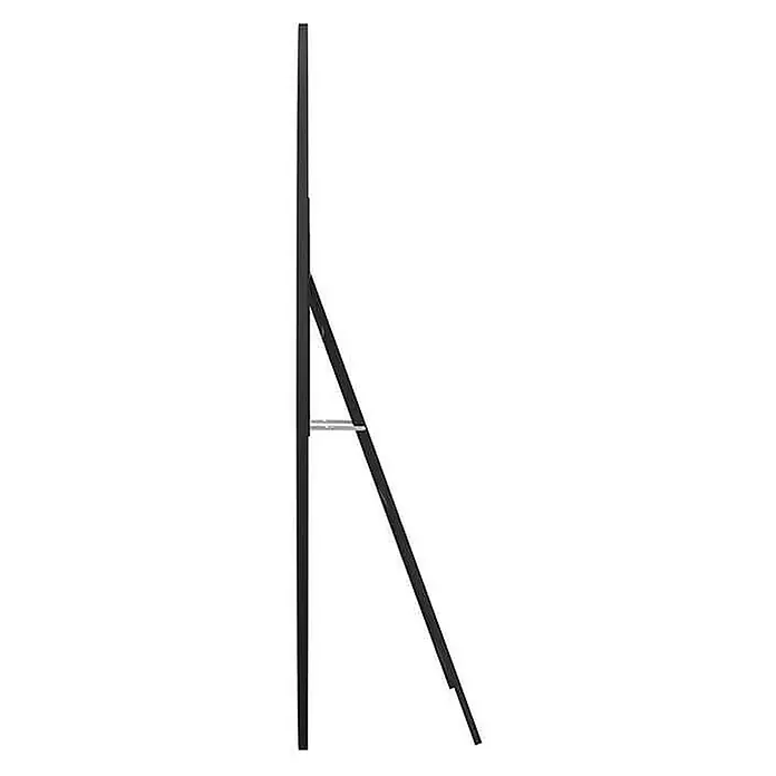Home Deluxe Standspiegel KALI -  - Seitenansicht eines schwarzen, freistehenden Bildschirms mit angewinkeltem Ständer und horizontaler Strebe.