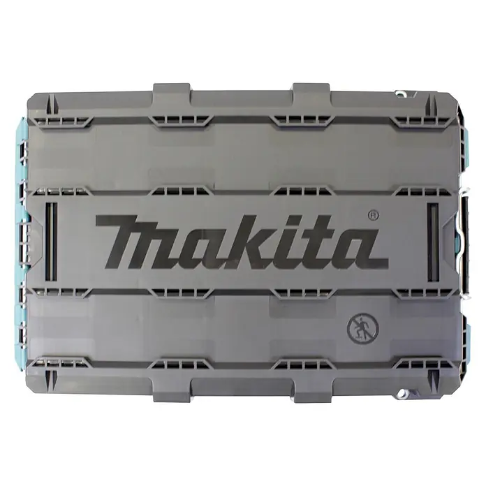 Makita Werkzeugkasten Maktrak M - Kunststoff, L x B x H: 56,2 x 38,7 x 16,2 cm - Graue, faltbare Makita Kunststoff-Lagerbox mit Logo.