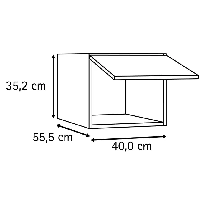 Optifit Optimulti Küchen-Aufsatzschrank Bonn214 - L x B x H: 57,1 x 40 x 35,2 cm, Weiß - Wandschrank mit Klappe nach oben. Maße: 35,2 cm (H) x 40,0 cm (B) x 55,5 cm (T).