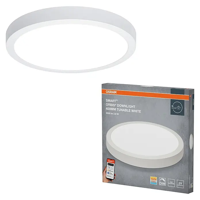 Ledvance Smart+ WiFi LED-Deckenleuchte - 22 W, Mehrfarbig, Durchmesser: 40 cm - Weißer runder smarter LED-Downlight mit einstellbarem Weißlicht.