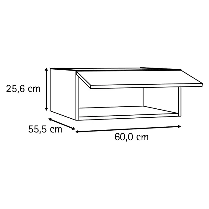 Optifit Optimulti Küchen-Aufsatzschrank Bonn214 - L x B x H: 57,1 x 60 x 25,6 cm, Weiß - Wandschrank mit Klapptür, Maße: 25,6 cm Höhe, 55,5 cm Tiefe, 60,0 cm Breite.