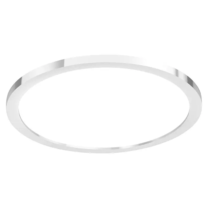 Ledvance Smart+ LED-Deckenleuchte rund - 18 W, Ø x H: 30 x 4,7 cm, Silber, Mehrfarbig - Weißer ovaler Rahmen mit glänzender silberner Umrandung.