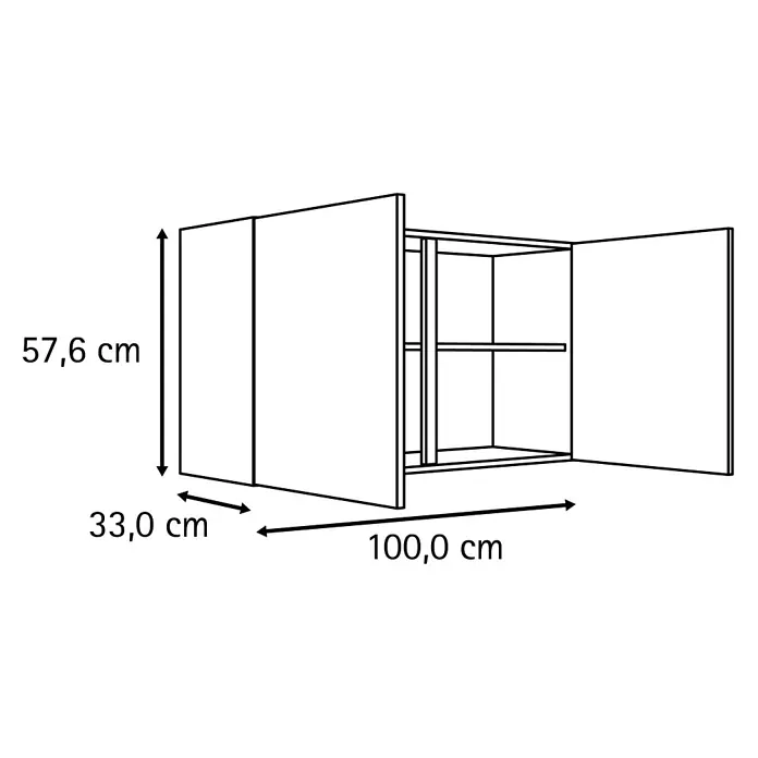 Optifit Optimulti Küchen-Hängeschrank Kiel420 - Anthrazit - Weißer Wandschrank mit zwei Türen und Einlegeböden, Maße 100x33x57,6 cm (BxTxH).