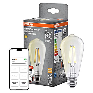 Osram Smart+ Pametna LED sijalka Edison matter (E27, Možnost zatemnitve, Toplo bela, 806 lm, 6 W)