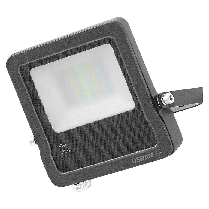 Ledvance Smart+ WiFi LED-Außenwandleuchte Flood -  - Dunkelgrauer Osram LED-Fluter mit mattweißer Diffusorscheibe, beschriftet mit 10W IP65.