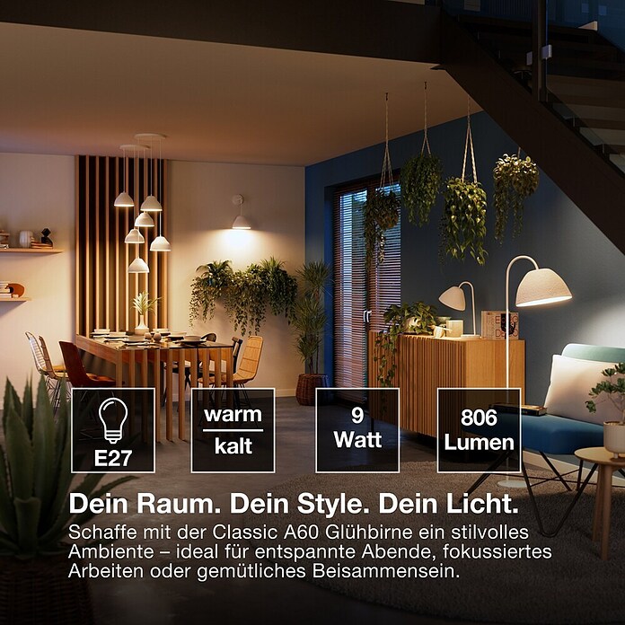 Ledvance Smart+ WiFi Smart-LED-Lampe (E27, Dimmbar, Mehrfarbig, 806 lm, 9 W) | BAUHAUS
