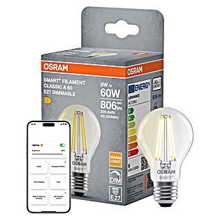 Osram Smart+ Pametna LED sijalka hruška matter (E27, Možnost zatemnitve, Toplo bela, 806 lm, 6 W)