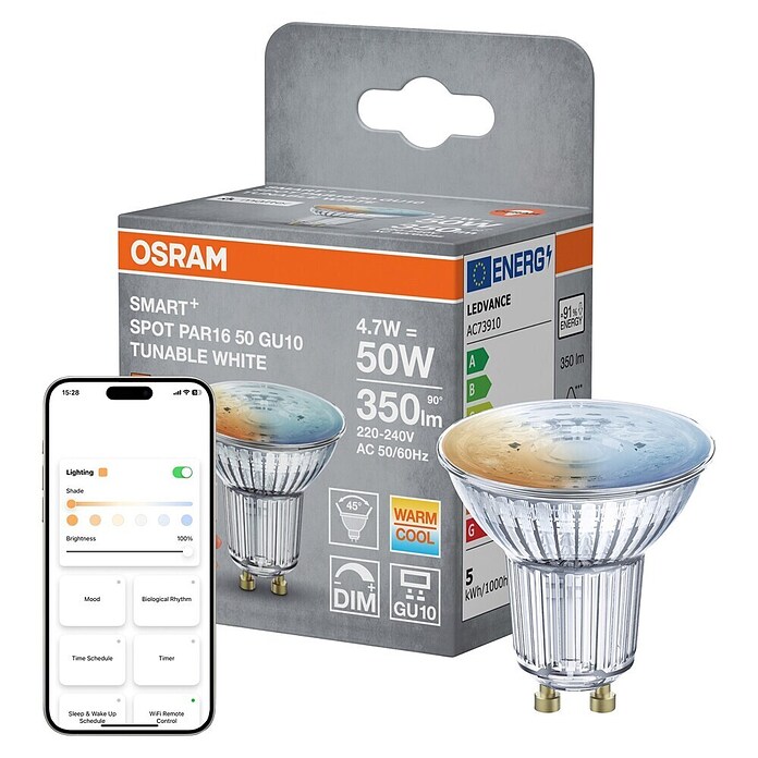 Osram Smart+ Pametna LED sijalka matter  (GU10, Možnost zatemnitve, Večbarvno, 350 lm, 4,7 W) | LED luči | Svetlila | Elektro in svetila | Izdelki | BAUHAUS
