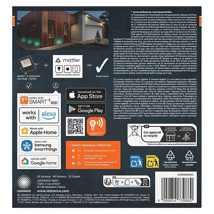 Ledvance Smart+ WiFi LED zunanja stenska svetilka Flood  () | Zunanje stenske svetilke | Zunanja svetila | Elektro in svetila | Izdelki | BAUHAUS
