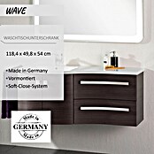 Camargue Wave Waschtischunterschrank (54 x 120 x 50 cm, Links, Darkoak, Matt)