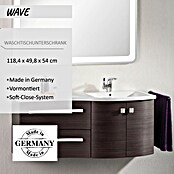 Camargue Wave Waschtischunterschrank (54 x 120 x 50 cm, Rechts, Darkoak, Matt)