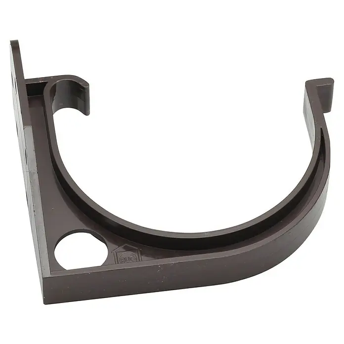 FunkeGruppe Dachrinnenhalter - Nennweite: 75 mm, Kunststoff, Braun - Braune Dachrinnenhalterung aus Kunststoff zur sicheren Befestigung von Dachrinnen am Gebäude, ideal für zuverlässige Wasserableitung.