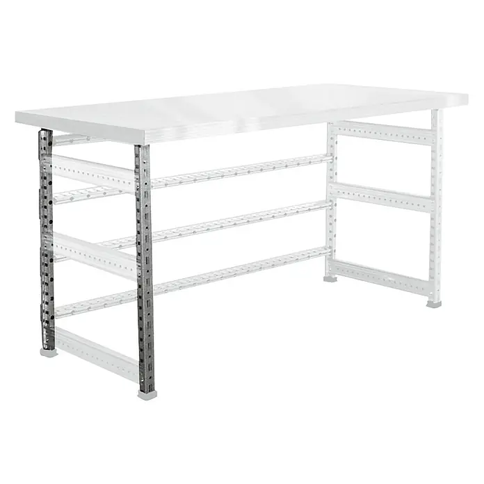 Scholz System Tischbein-Set - Länge: 72 cm, Verzinkt, 2 Stk. - Aufnahme einer Werkbank mit verstellbaren Füßen, die eine einfache Anpassung der Höhe für Stabilität und Komfort ermöglicht.