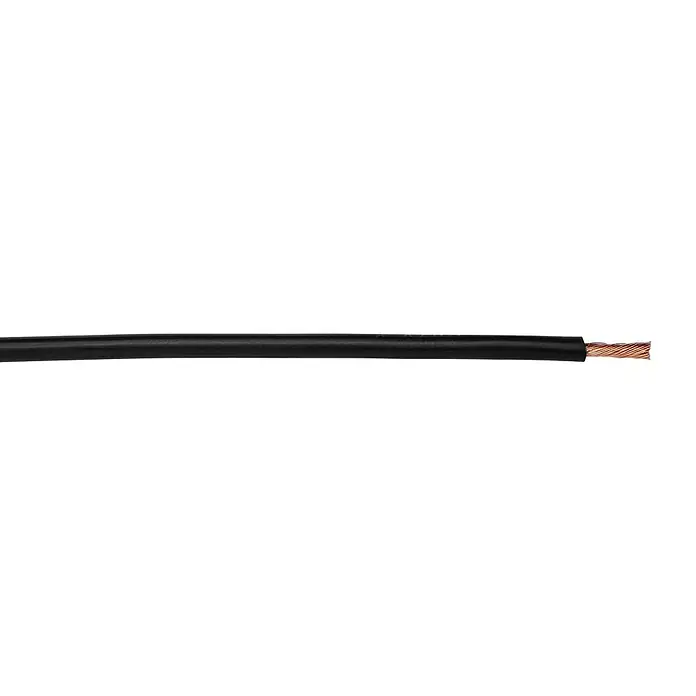 Aderleitung H07V-U 1x1,5 mm² - Anzahl Adern: 1, 20 m, Schwarz - Schwarzes Elektrokabel mit freiliegendem Kupferdraht. Das Kabel ist isoliert und bereit für den Einsatz in elektrischen Anwendungen.