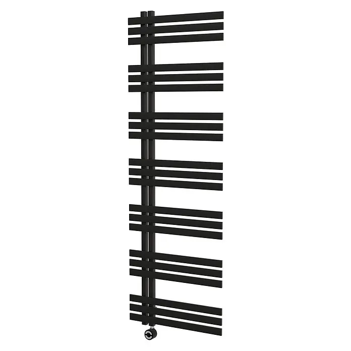 Interpromo Elektro-Badheizkörper Ignis 60x180cm - Schwarz Matt 1000 W inkl. Heizstab - B x H: 60 x 180 cm, Ausstattung Heizkörper: Blindstopfen - Schwarzer Handtuchheizkörper aus Metall mit flachen Querstreben und einem Bodenventil.