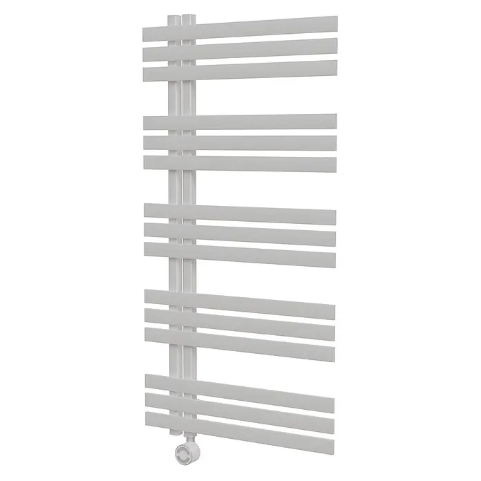 Interpromo Elektro-Badheizkörper Ignis 50x120cm - Weiß 400 W inkl. Heizstab - B x H: 50 x 120 cm, Ausstattung Heizkörper: Blindstopfen - Weißer Flachrohr-Handtuchwärmer/Heizkörper mit vertikalen Vierkantrohren und Bodenventil.