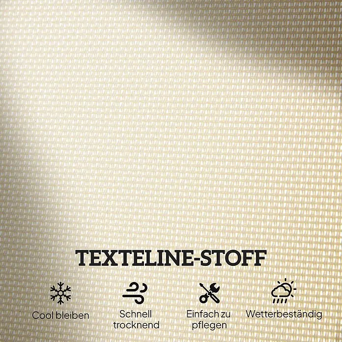Furnicato Gartenbank - B x T x H: 70 x 120 x 85 cm, Metall, Texteline-Gewebe, Schwarz - Beige Texteline-Stoffprobe, atmungsaktiv, schnell trocknend, pflegeleicht und wetterbeständig.